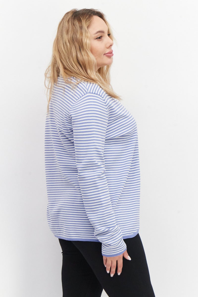 Zero Women Open Front Long Sleeve Strip Cardigans, White - Image 2